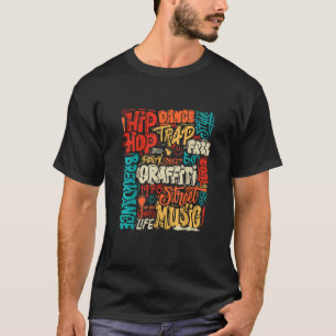 Camiseta 50ª Vintage R de Cassete de Música e Hip Hop Grafi