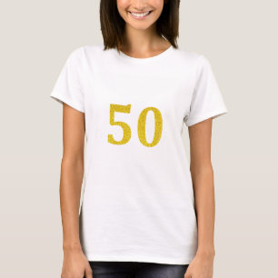 Camiseta 50º Aniversário 50 550º Glitter Dourado Legal