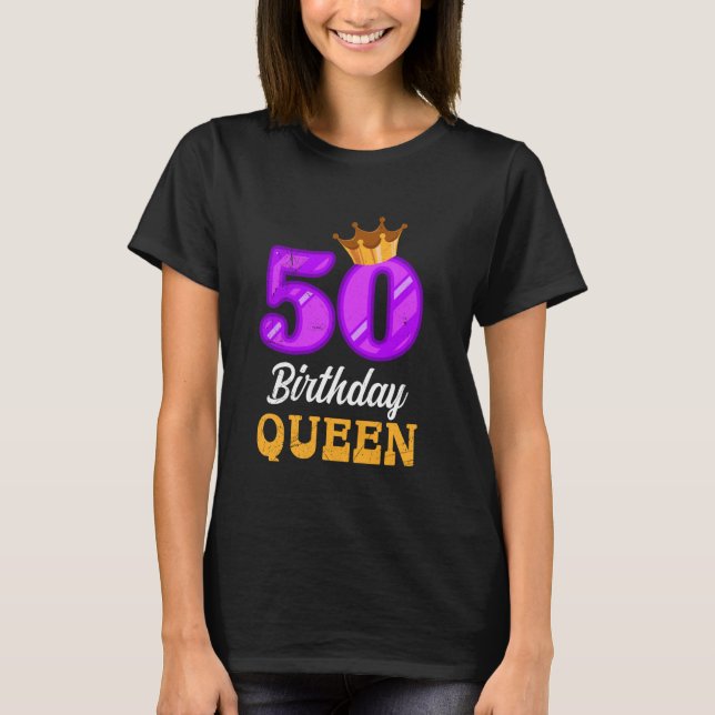Camiseta 50º Aniversário 50 ANIVERSÁRIO RAINHA 50 Anos Mulh (Frente)