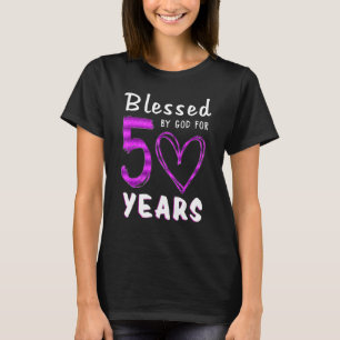 Camiseta 50º aniversário abençoado por Deus por Hea, 50 ano