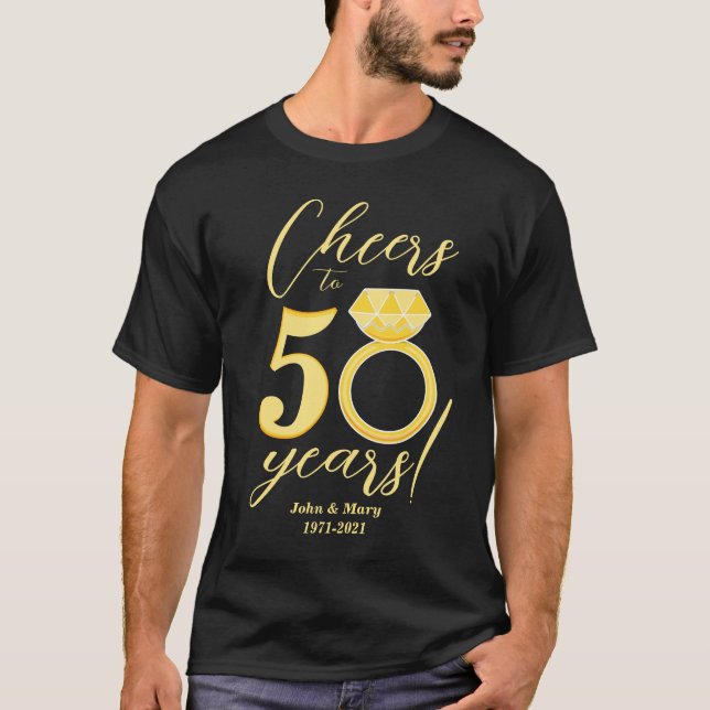 Camiseta 50º aniversário Alega 50 anos de casamento Dourado (Frente)