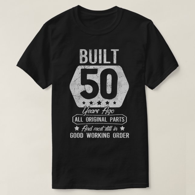Camiseta 50º aniversário construído há 50 anos (Frente do Design)