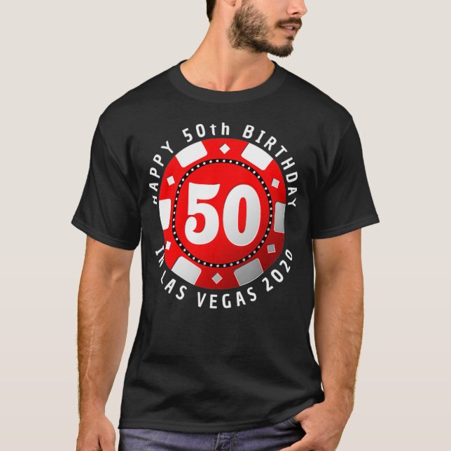 Camiseta 50º aniversário em Las Vegas 2020 Poker Chip  (Frente)