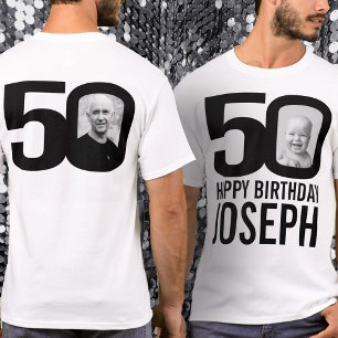 Camiseta 50º aniversário mono personalizado agora e entã