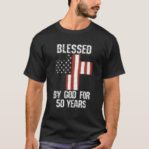 Camiseta 50º Aniversário Mulher Abençoada por Deus por 50 a