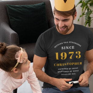Camiseta 50º Aniversário Nascer 1973 Adicionar Nome