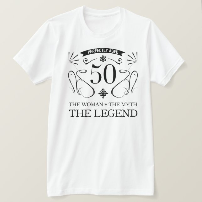 Camiseta 50º aniversário para as mulheres (Frente do Design)