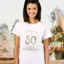 Camiseta 50º aniversário personalizado Folhas do outono de