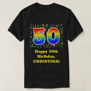 Camiseta 50º aniversário: Símbolos Musicais Coloridos, R