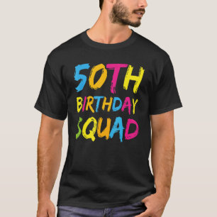 Camiseta 50º Parabéns Grupo Familiar de Bday Party Squad