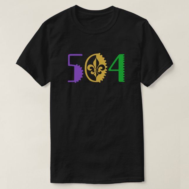 Camiseta 504 Mardi Gras New Orleans Louisiana (Frente do Design)