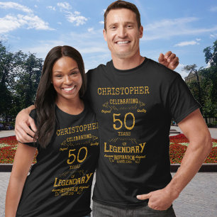 Camiseta 50.º aniversário Personalizados Homens Negros e Do