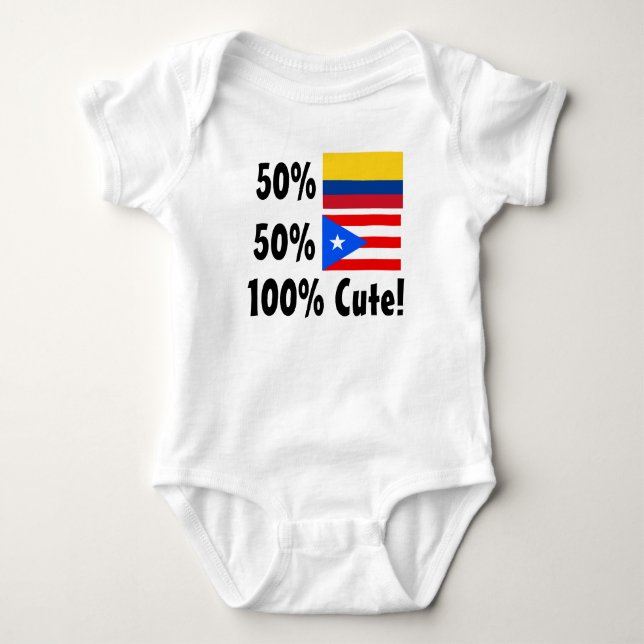 Camiseta 50% 50% colombiano Puerto Rica 100% bonito (Frente)