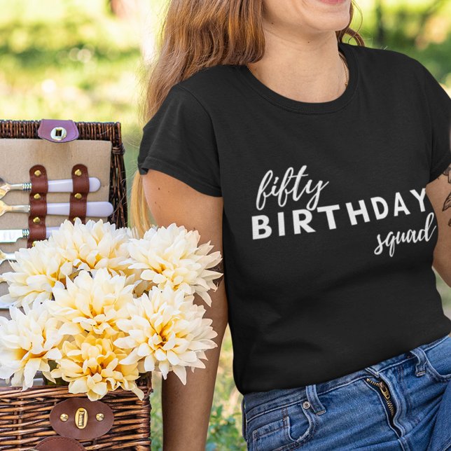 Camiseta 50 Aniversário Squad Tipografia Simples Moderno Pe (Criador carregado)