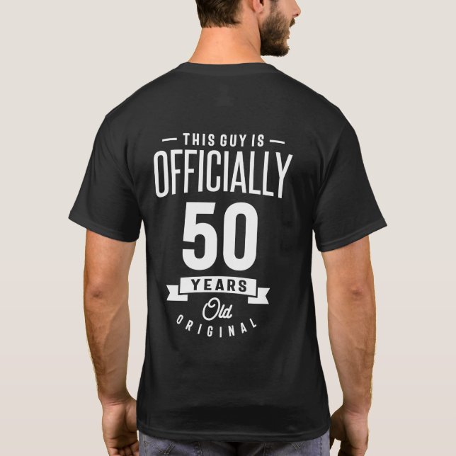 Camiseta 50 anos - 50... Aniversário com doação (Verso)