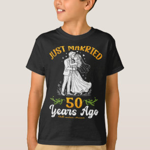 Camiseta 50 anos atrás casados ainda forte aniversário