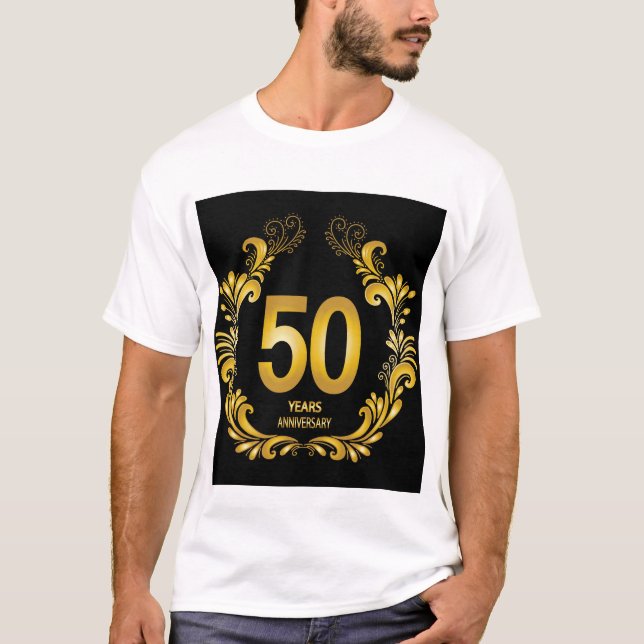 Camiseta 50 anos de aniversário Dourado da Glitter (Frente)