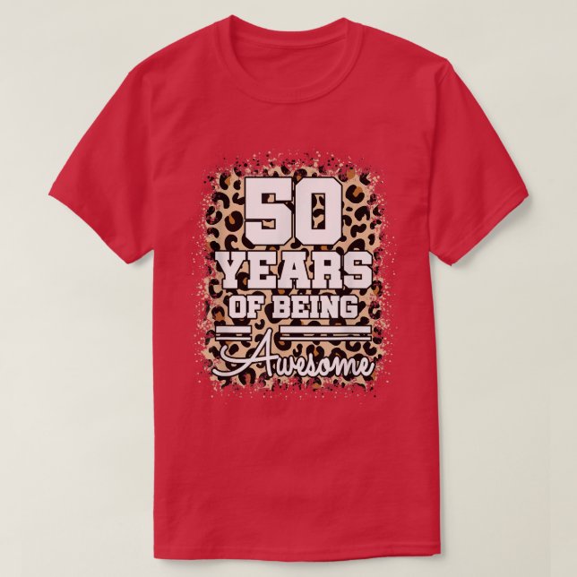 Camiseta 50 Anos De Espetacular 50.º Aniversário, Cute Leop (Frente do Design)