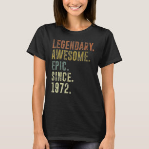 Camiseta 50 anos de idade incrível desde agosto de 1972 50º