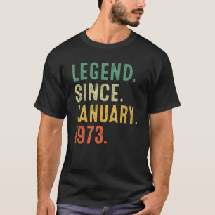 Camiseta 50 anos de idade incrível desde janeiro de 1973 50
