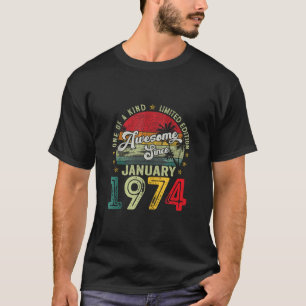 Camiseta 50 anos de idade Janeiro de 1974 Vintage Retro 50t