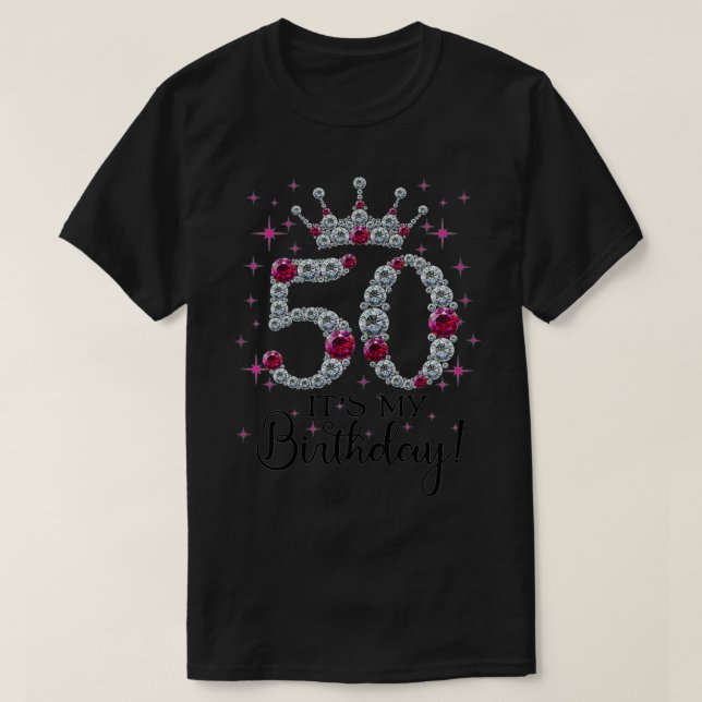 Camiseta 50 anos É minha mulher de aniversário 50º aniversá (Frente do Design)