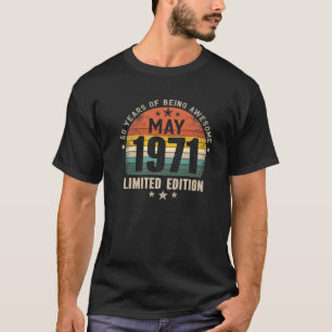 Camiseta 50 Anos Feitos Em Maio De 1971 Vintage 50º Birthda