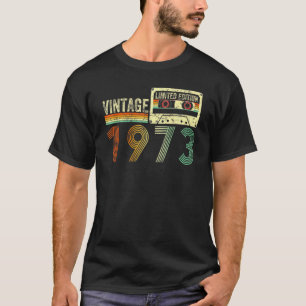 Camiseta 50 anos Vintage 1973 50ª Cassete de Aniversário Ta