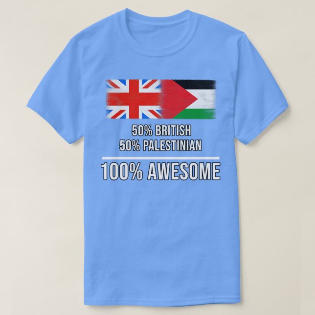 Camiseta 50 britânicos 50 palestinianos 100 Presente Incrív (Frente do Design)