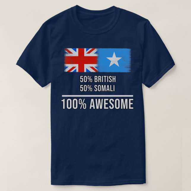 Camiseta 50 britânicos 50 somalis 100 Presente Incrível par (Frente do Design)