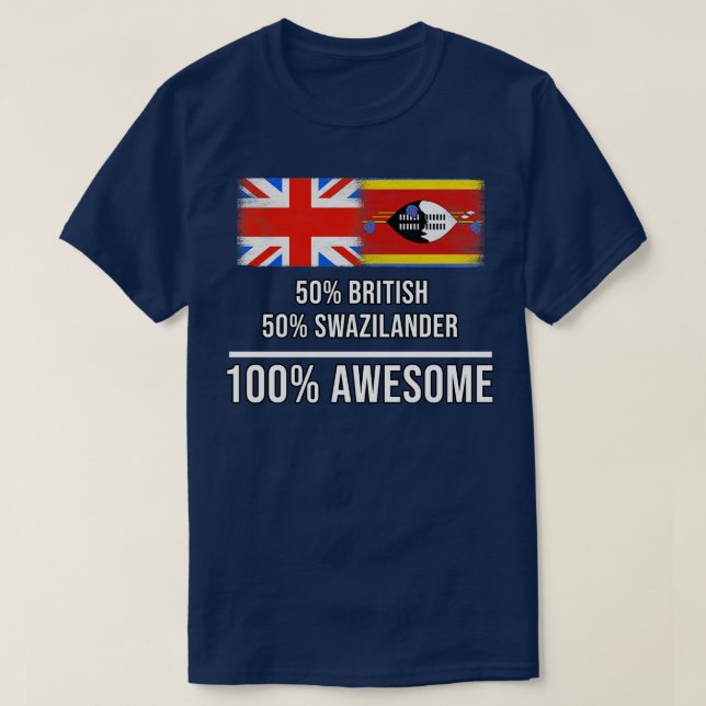 Camiseta 50 britânicos 50 Suazilandros 100 Presente Espetac (Frente do Design)