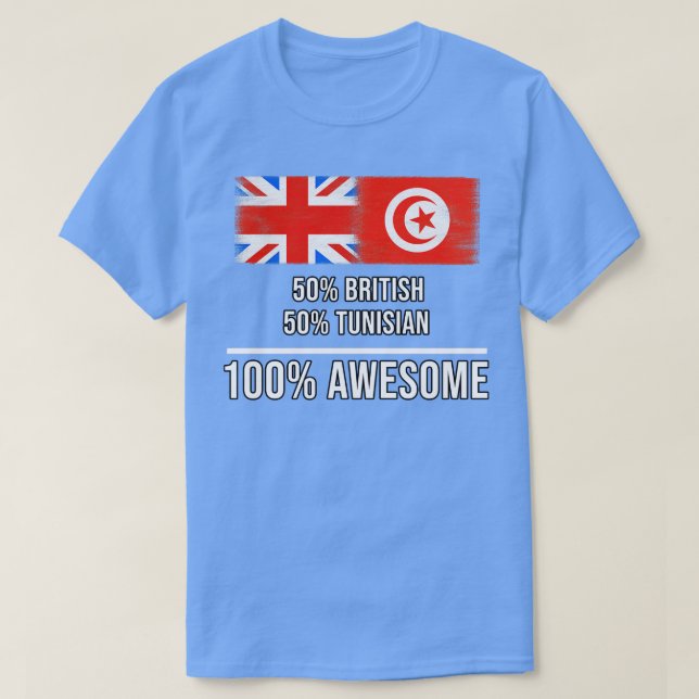 Camiseta 50 britânicos 50 tunisianos 100 Presente Incrível  (Frente do Design)