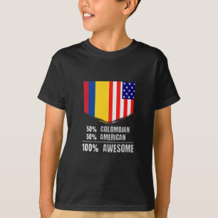 Camiseta 50% colombiano 50% americano 100% incrível