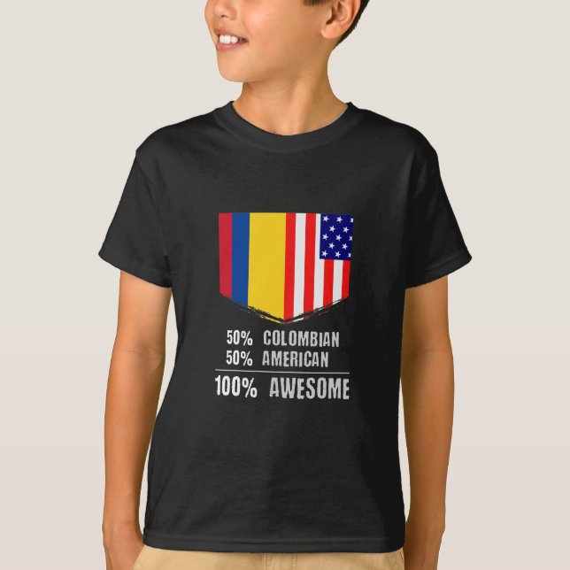 Camiseta 50% colombiano 50% americano 100% incrível (Frente)