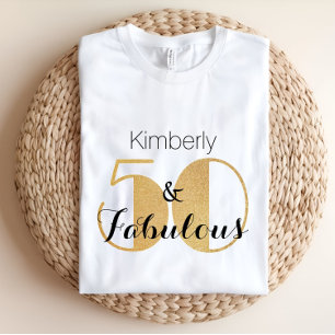 Camiseta 50 e Dourada Festa de aniversário personalizada fa