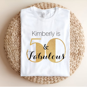 Camiseta 50 e Dourada Festa de aniversário personalizada fa