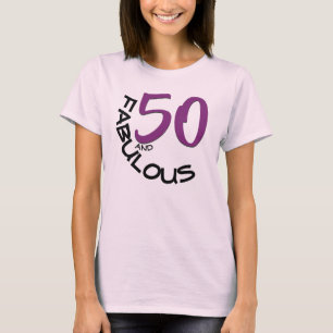 Camiseta 50 e FABULOSA Tipografia Púrpura e Negra