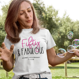 Camiseta 50 e fabuloso 50. º aniversário com texto personal