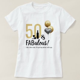 Camiseta 50 e fabuloso aniversário moderno Dourado e negro