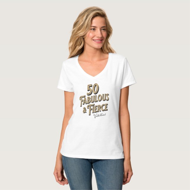 Camiseta 50 e Fabuloso Aniversário Preto e Dourado (Frente Completa)