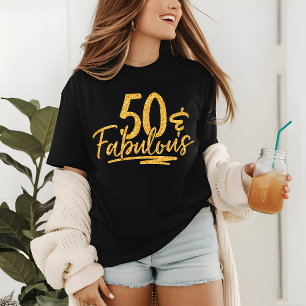 Camiseta 50 e fabuloso cintilador Dourado de 50 anos