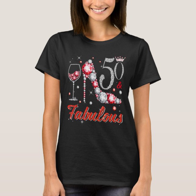 Camiseta 50 E Fabuloso Diamond High Heels Felizes 50º Nasci (Frente)