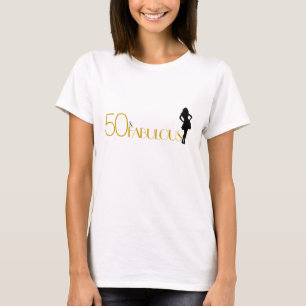 Camiseta 50 E FABULOSO É O MEU ANIVERSÁRIO Dourado Diversão