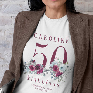 Camiseta 50 e fabuloso festa de aniversário de 50 anos chic