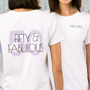 Camiseta 50 e fabuloso Festa de Aniversário Roxo Moderno Ci