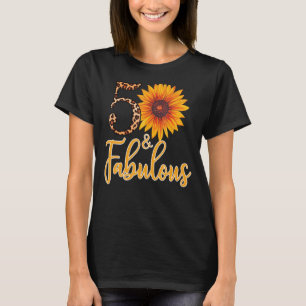 Camiseta 50 e Leopardo girassol fabuloso para mulheres 50º