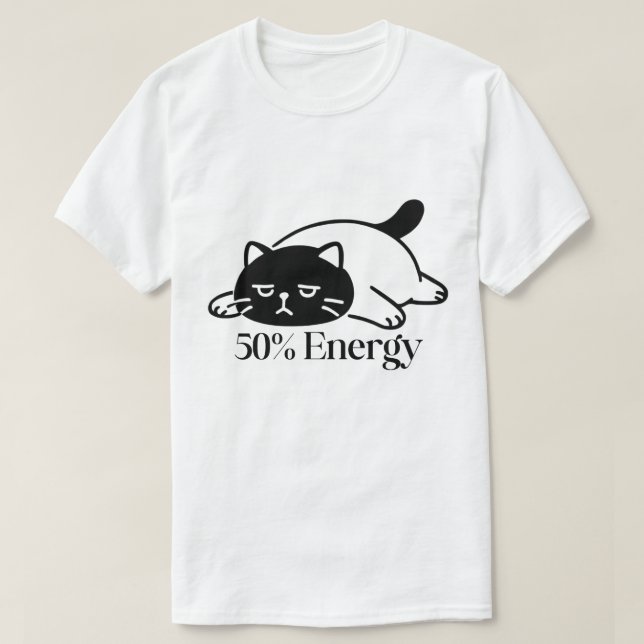 Camiseta 50% Energy Funny Low Battery Mood Design (Frente do Design)