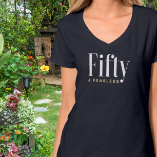 Camiseta 50 & Fearless Tipografia Simples, Moderno Aniversá