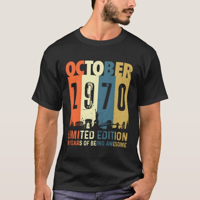 Camiseta 50 Feito Em Outubro De 1970 50º (Frente)