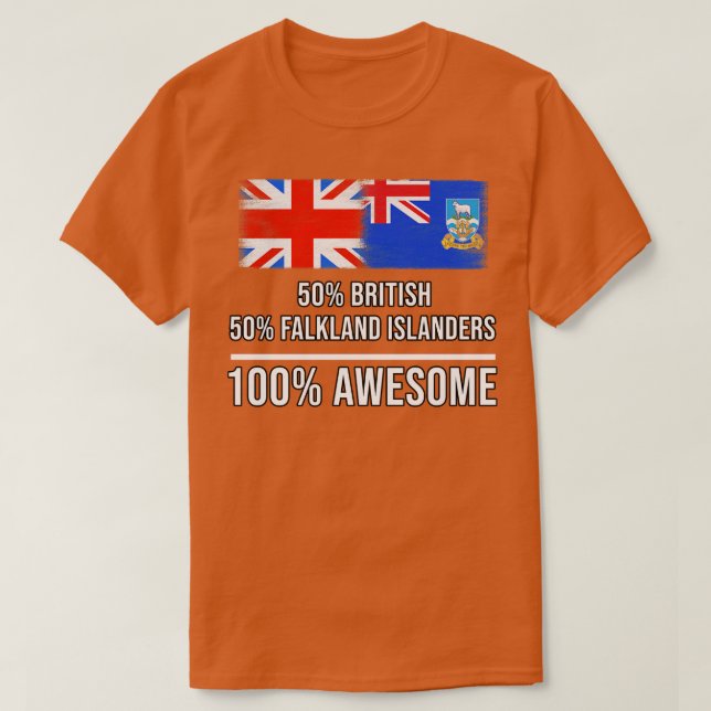 Camiseta 50 Ilhas Malvinas-Falkland Britânicas 100 Presente (Frente do Design)